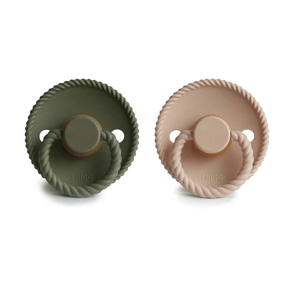 FRIGG Rope Latex Baby Pacifier 2-Pack Croissant/Olive