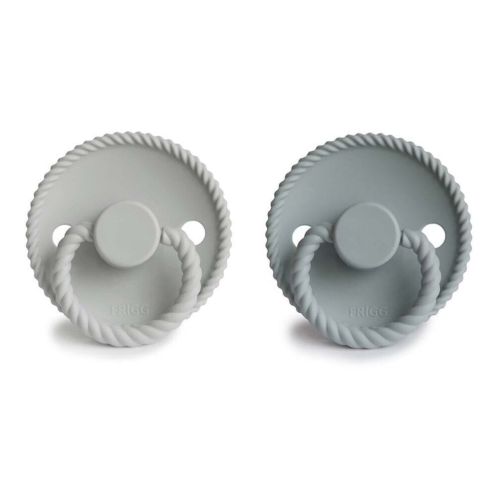 FRIGG Rope Silicone Baby Pacifier 2-Pack French Gray/Silver Gray