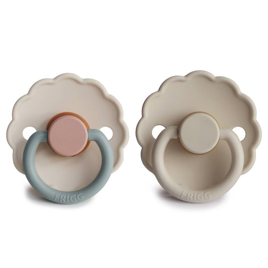 FRIGG Daisy Latex Baby Pacifier 2-Pack Cotton Candy/Sandstone