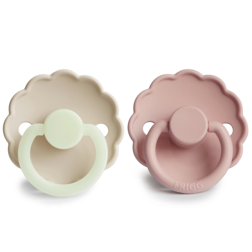 FRIGG Daisy Silicone Baby Pacifier 2-Pack Cream Night/Blush