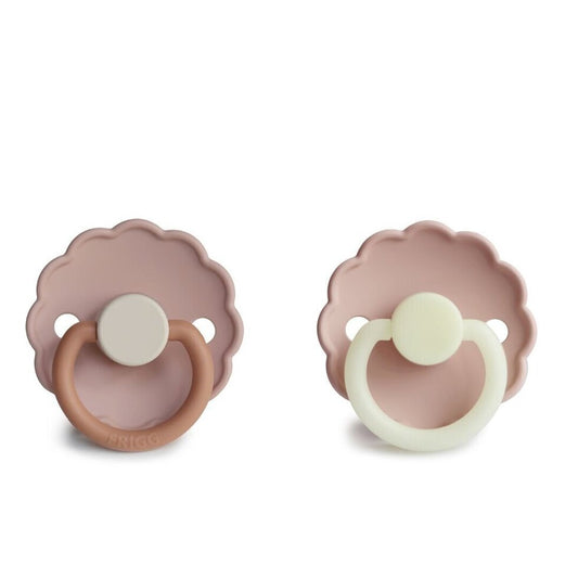 FRIGG Daisy Silicone Baby Pacifier 2-Pack Blush Night/Biscuit
