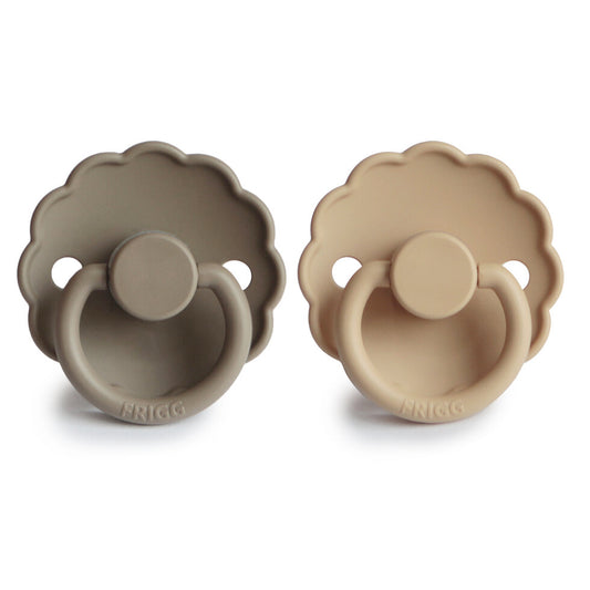 FRIGG Daisy Silicone Baby Pacifier 2-Pack Croissant/Portobello