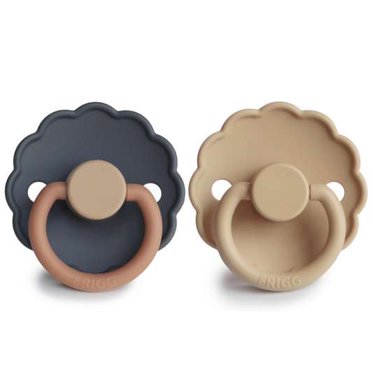 FRIGG Daisy Silicone Baby Pacifier 2-Pack Aurora/Croissant