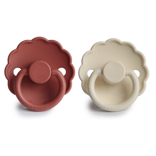FRIGG Daisy Silicone Baby Pacifier 2-Pack Baked Clay/Cream