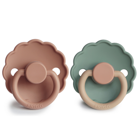 FRIGG Daisy Silicone Baby Pacifier 2-Pack Rose Gold/Willow