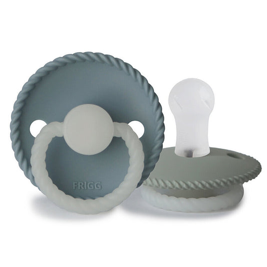 FRIGG Rope Silicone Baby Pacifier 2-Pack Stone Blue Night/Sage Night