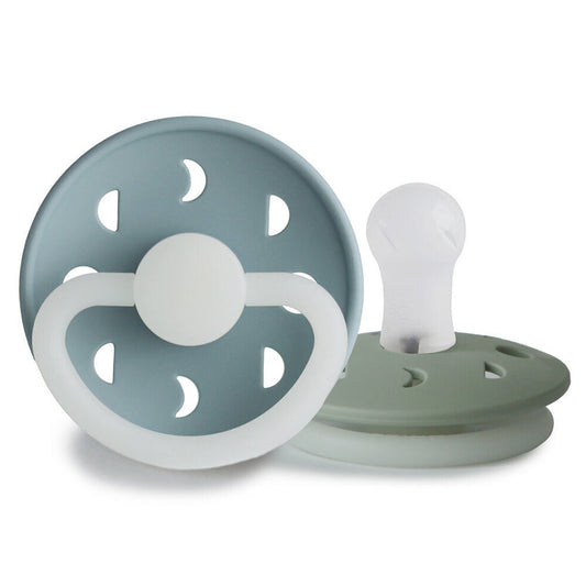 FRIGG Moon Phase Silicone Baby Pacifier 2-Pack Stone Blue Night/Sage Night
