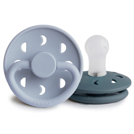 FRIGG Moon Phase Silicone Baby Pacifier 2-Pack Powder Blue/Slate