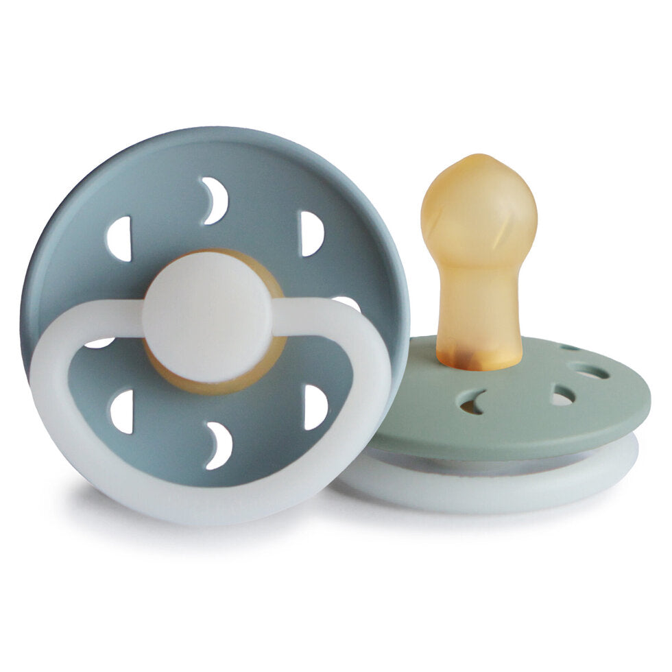 FRIGG Moon Phase Latex Baby Pacifier 2-Pack Stone Blue Night/Sage Night