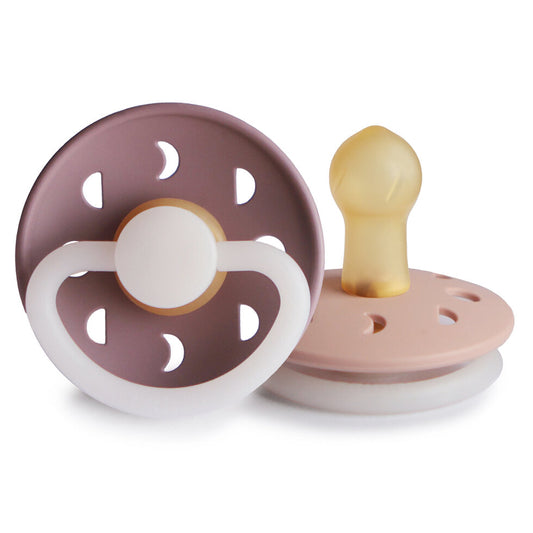 FRIGG Moon Phase Latex Baby Pacifier 2-Pack Twilight Mauve Night/Blush Night