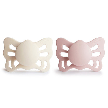 FRIGG Butterfly Anatomical Silicone Baby Pacifier 2-Pack Cream/Blush