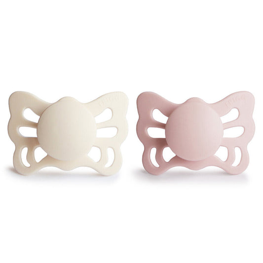 FRIGG Butterfly Anatomical Silicone Baby Pacifier 2-Pack Cream/Blush