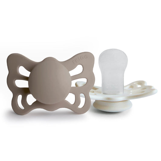 FRIGG Butterfly Anatomical Silicone Baby Pacifier 2-Pack Portobello/Cream